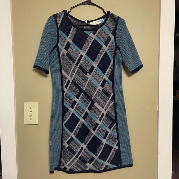 Anthropologie Sparrow Teal Gray Wool Blend Gwen Sweater Dress Size Medium - Picture 1 of 9